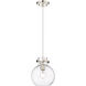 Downtown Urban Newton Sphere 1 Light 8 inch Polished Nickel Mini Pendant Ceiling Light in Clear