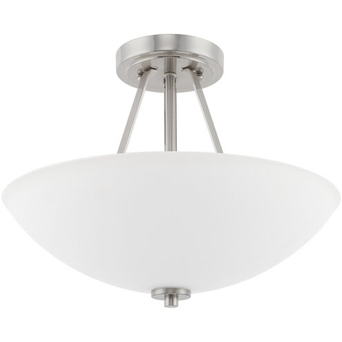 Elijah 2 Light 16 inch Brushed Nickel Semi-Flush Mount Ceiling Light