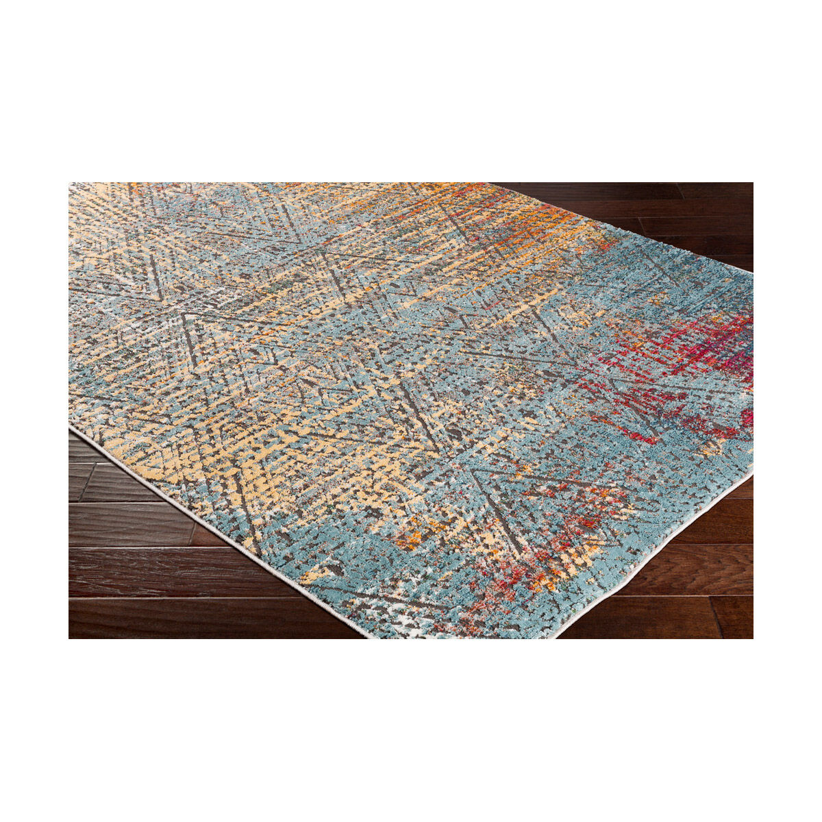 Herati 35 X 24 inch Aqua/Butter/Bright Blue/Dark Green/Bright Orange Rugs, Rectangle
