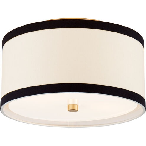 kate spade new york Walker 2 Light 13 inch Gild Flush Mount Ceiling Light in Cream Linen with Black Linen Trim, Small