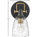 Easton 1 Light 6.25 inch Black with Heritage Brass Vanity Light Wall Light
