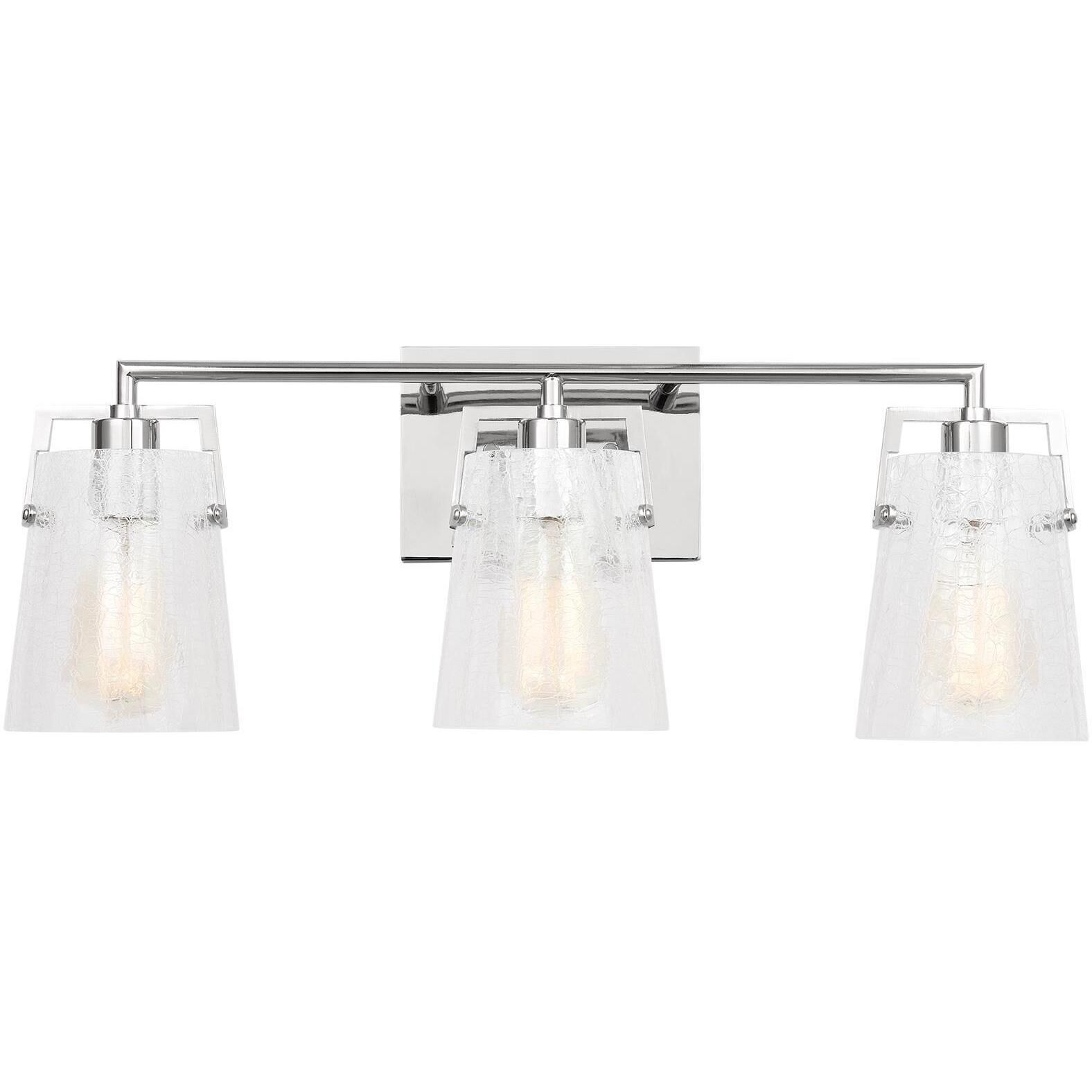 Drew & Jonathan Crofton 3 Light 24 inch Chrome Vanity Light Wall Light in Clear Crackle Glass