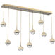 Cabochon LED 66.2 inch Gilded Brass with Travertine Stone Linear Multi-Pendant Ceiling Light in Clear, 2700K LED