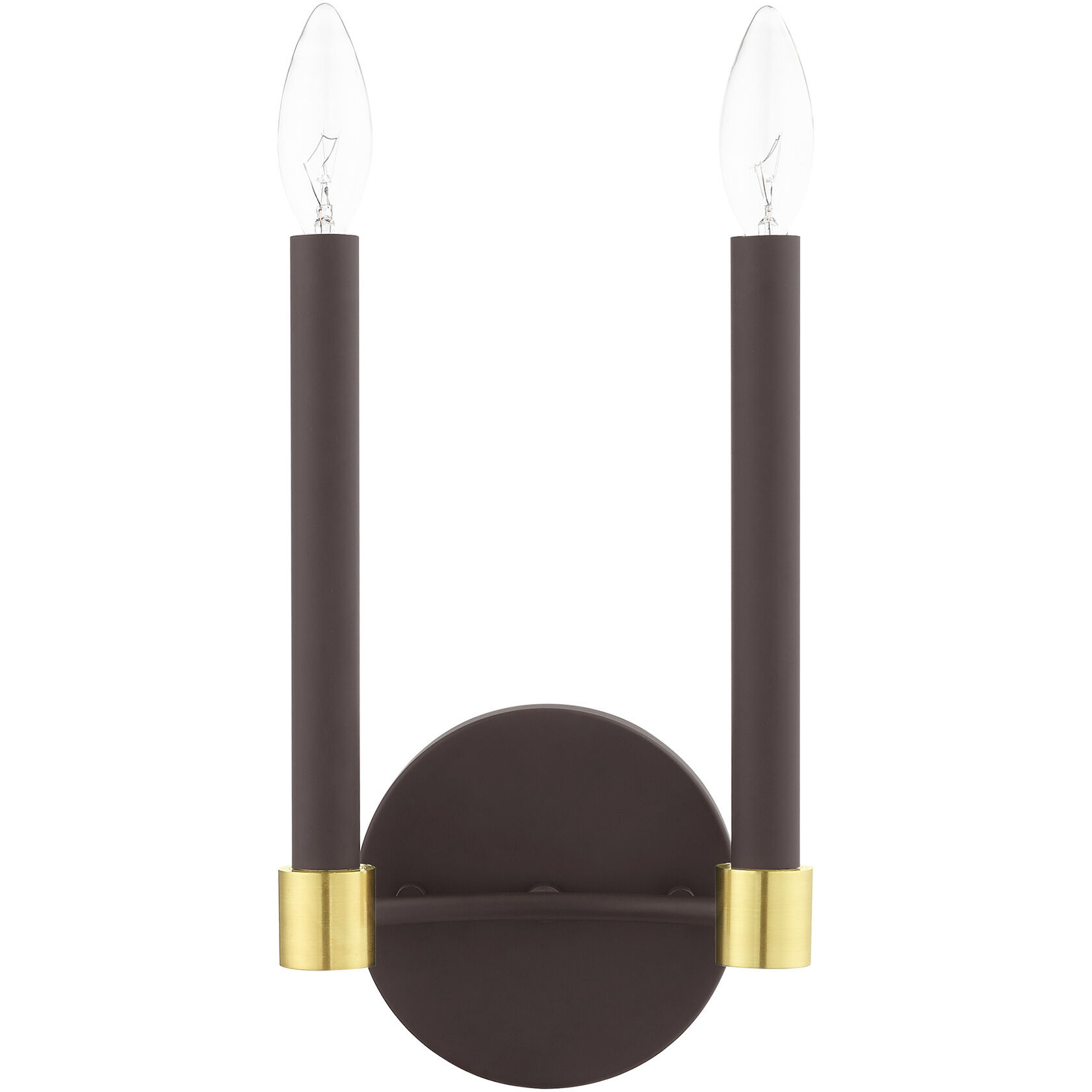 Karlstad 2 Light 7 inch Bronze with Satin Brass Accents ADA Sconce Wall Light