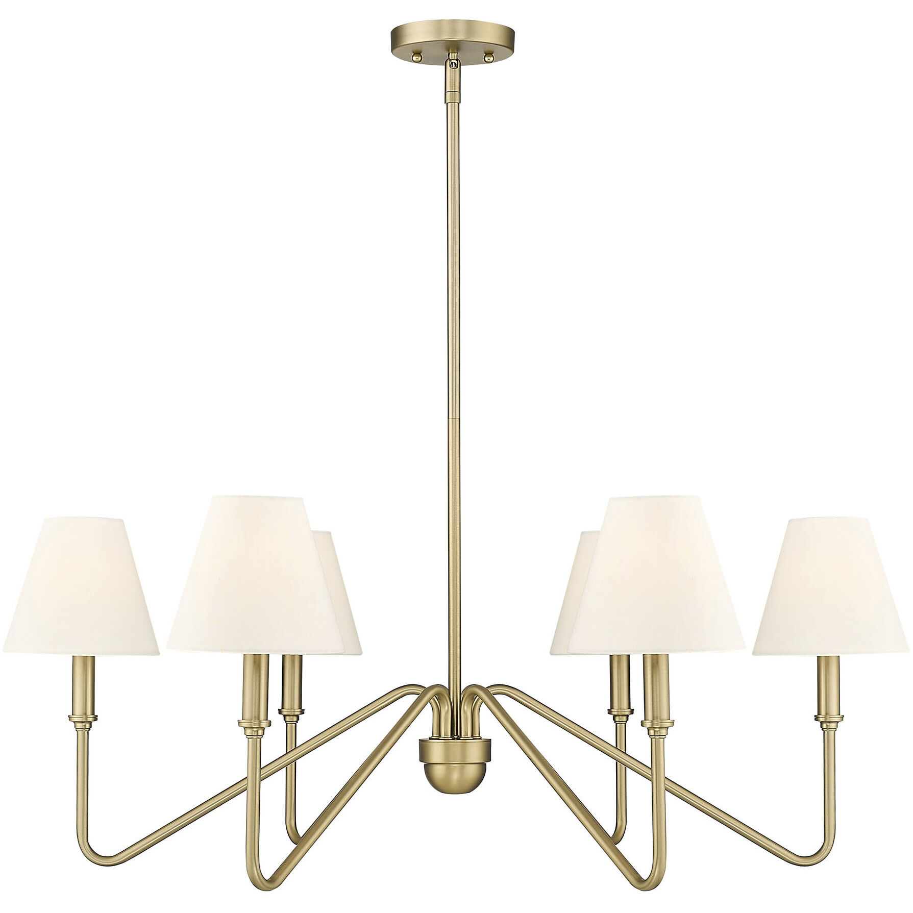 Yep Kennedy 6 Light 29.75 inch Brushed Champagne Brass Chandelier Ceiling Light in Ivory Linen