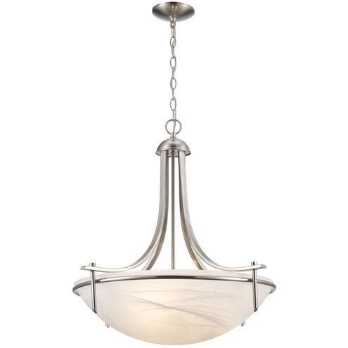 Vitalian 3 Light 26 inch Brushed Nickel Pendant Ceiling Light in White Marbleized