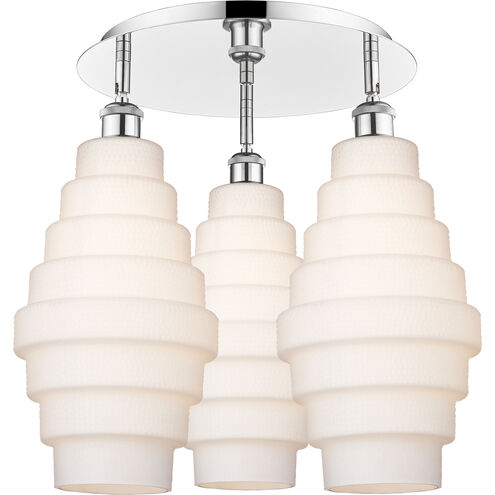 Cascade 3 Light 19.75 inch Polished Chrome Flush Mount Ceiling Light in White
