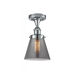 Ballston Small Cone LED 6 inch Polished Chrome Semi-Flush Mount Ceiling Light in Plated Smoke Glass, Ballston