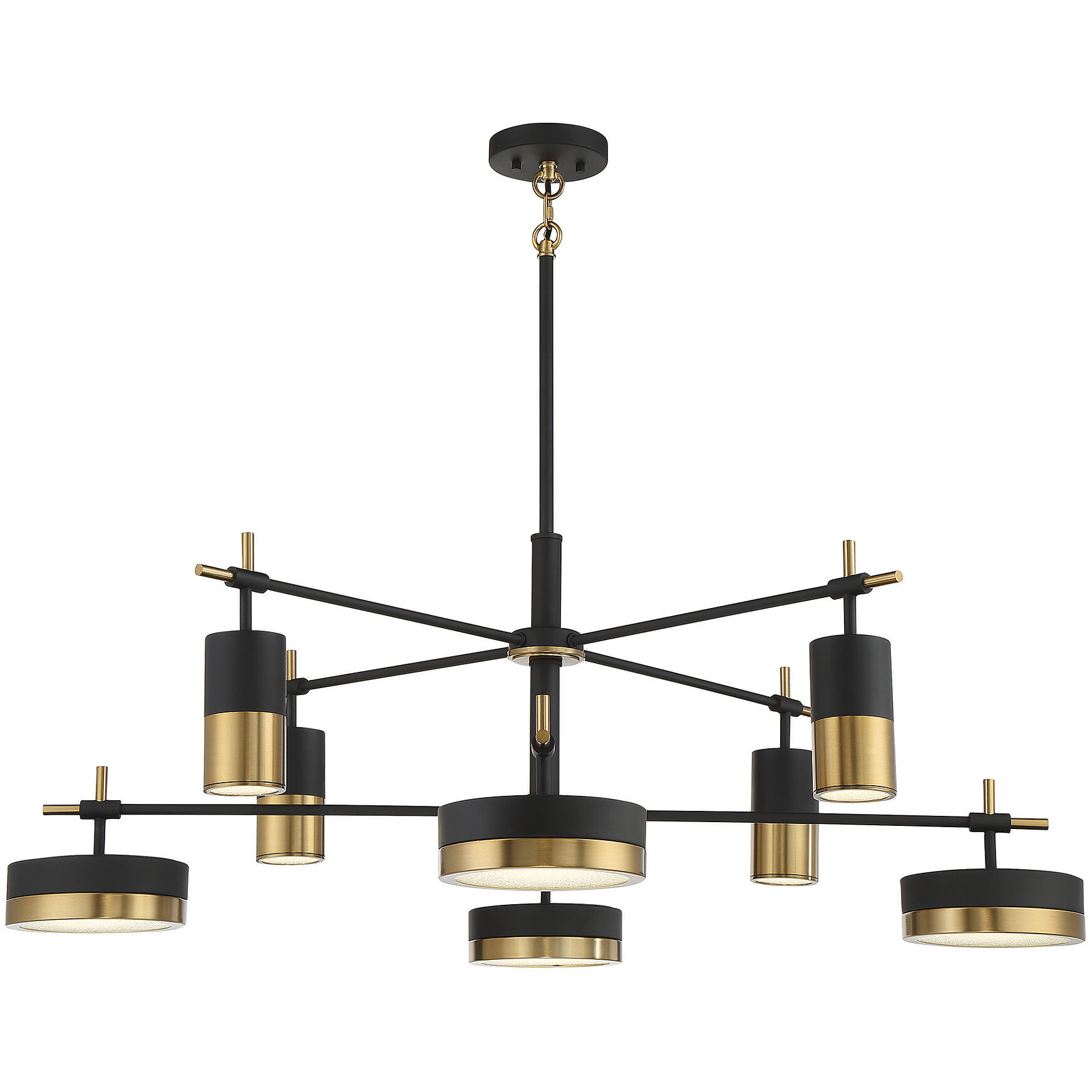 Ashor LED 42 inch Black with Warm Brass Accents Chandelier Ceiling Light