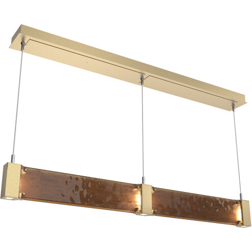 Parallel LED Gilded Brass Linear Pendant Ceiling Light in Bronze Granite, 2700K LED