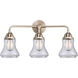 Nouveau 2 Bellmont 3 Light 24 inch Black Polished Nickel Bath Vanity Light Wall Light in Clear Glass