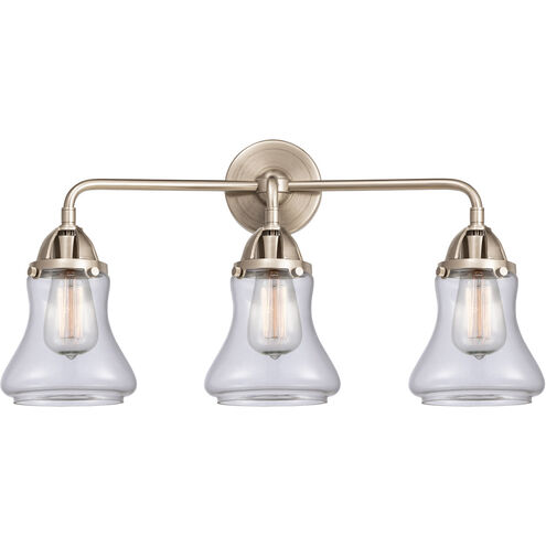 Nouveau 2 Bellmont 3 Light 24 inch Black Polished Nickel Bath Vanity Light Wall Light in Clear Glass