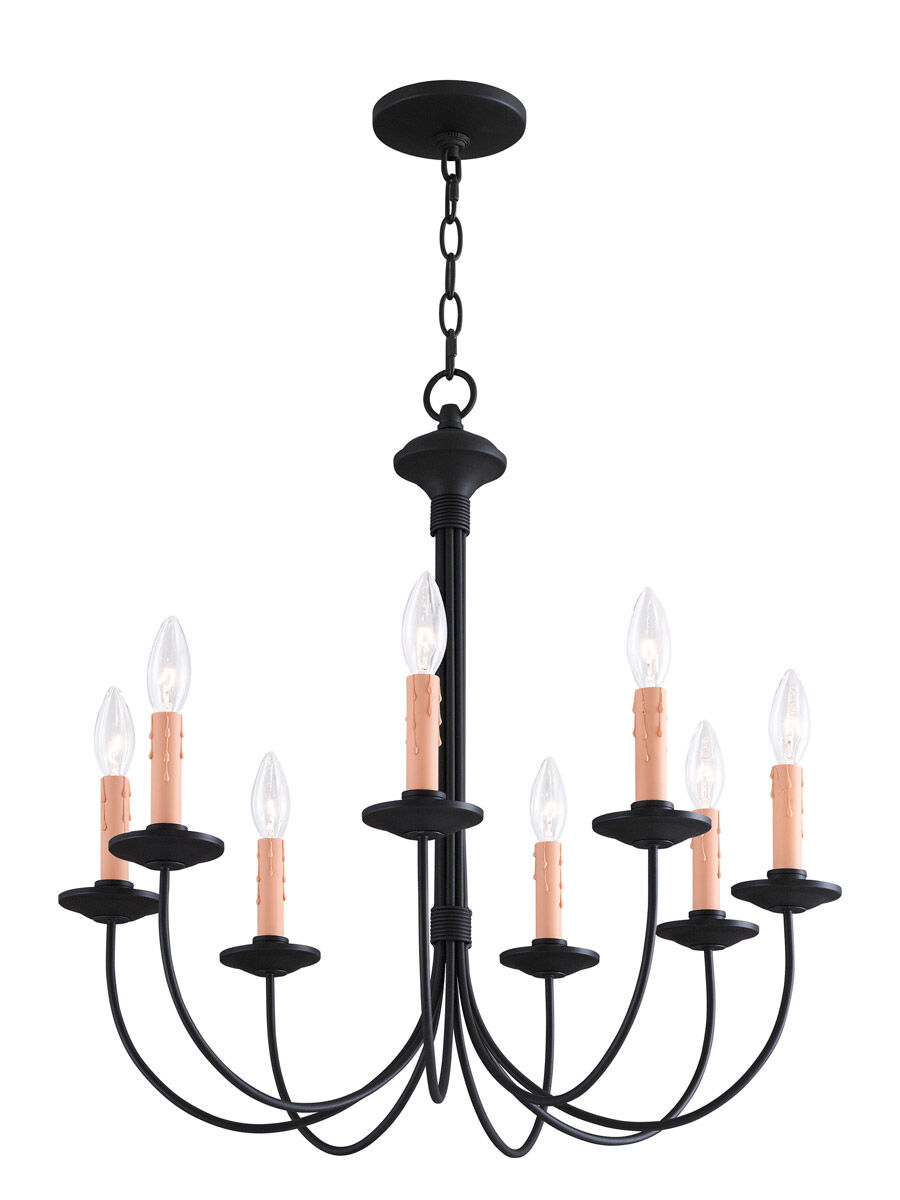 Heritage 8 Light 24 inch Black Chandelier Ceiling Light