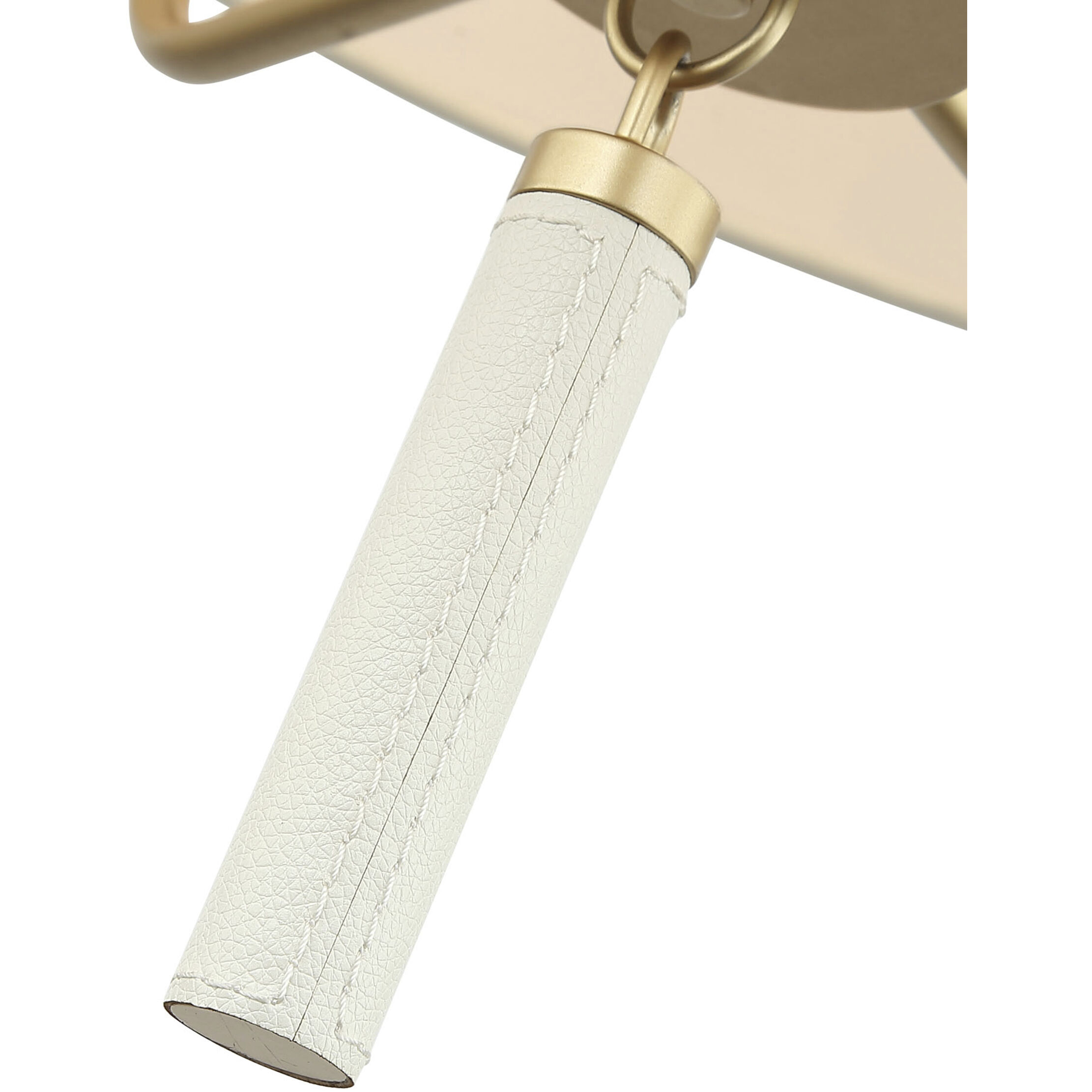 Secret Agent 5 Light 30 inch Painted Gold and White Leather Pendant Ceiling Light