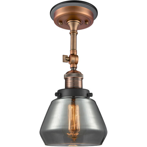 Franklin Restoration Fulton 1 Light 7 inch Antique Copper Sconce Wall Light in Plated Smoke Glass