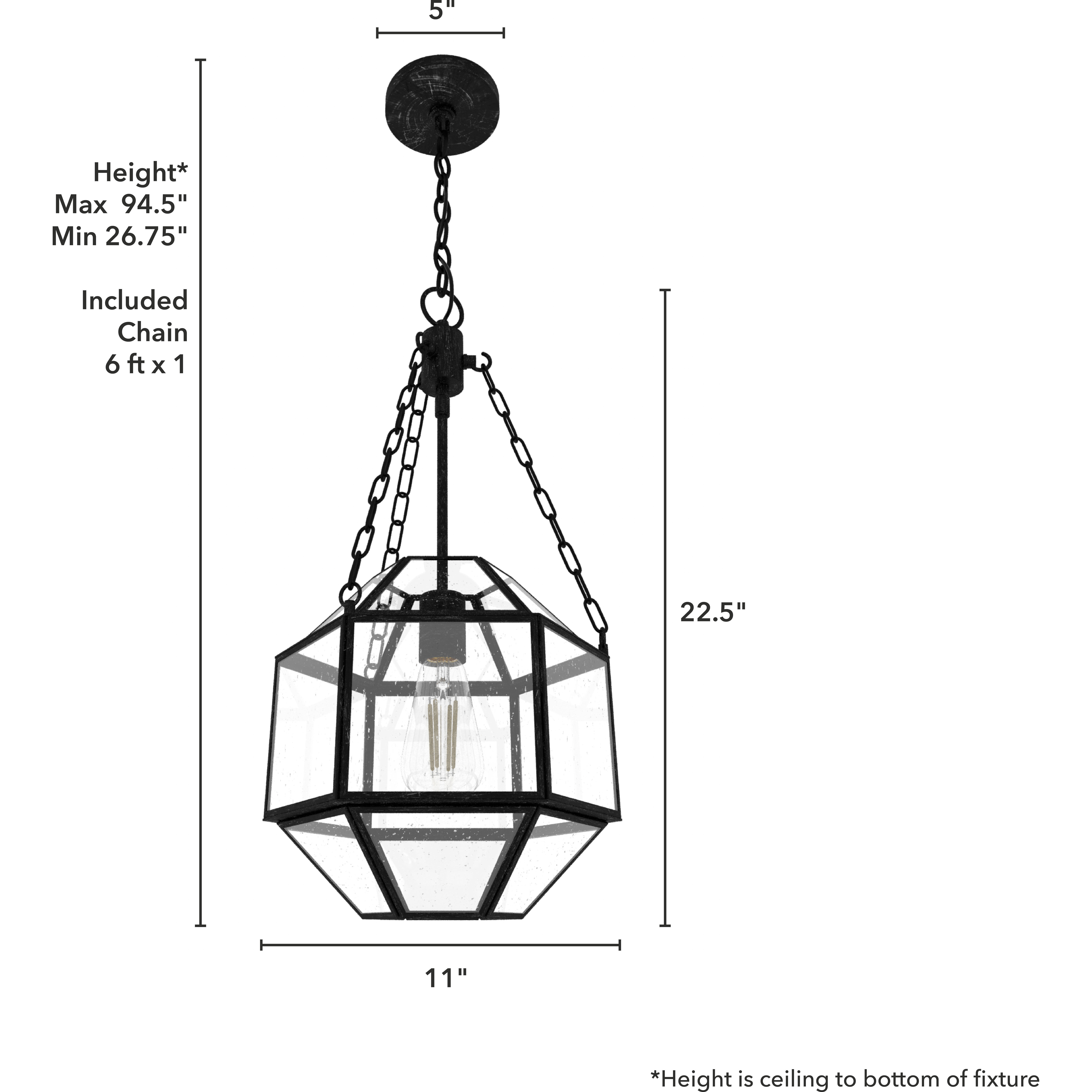 Indria 1 Light 11 inch Rustic Iron Pendant Ceiling Light
