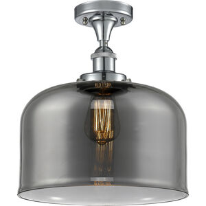 Ballston X-Large Bell LED 8 inch Polished Chrome Semi-Flush Mount Ceiling Light in Plated Smoke Glass, Ballston