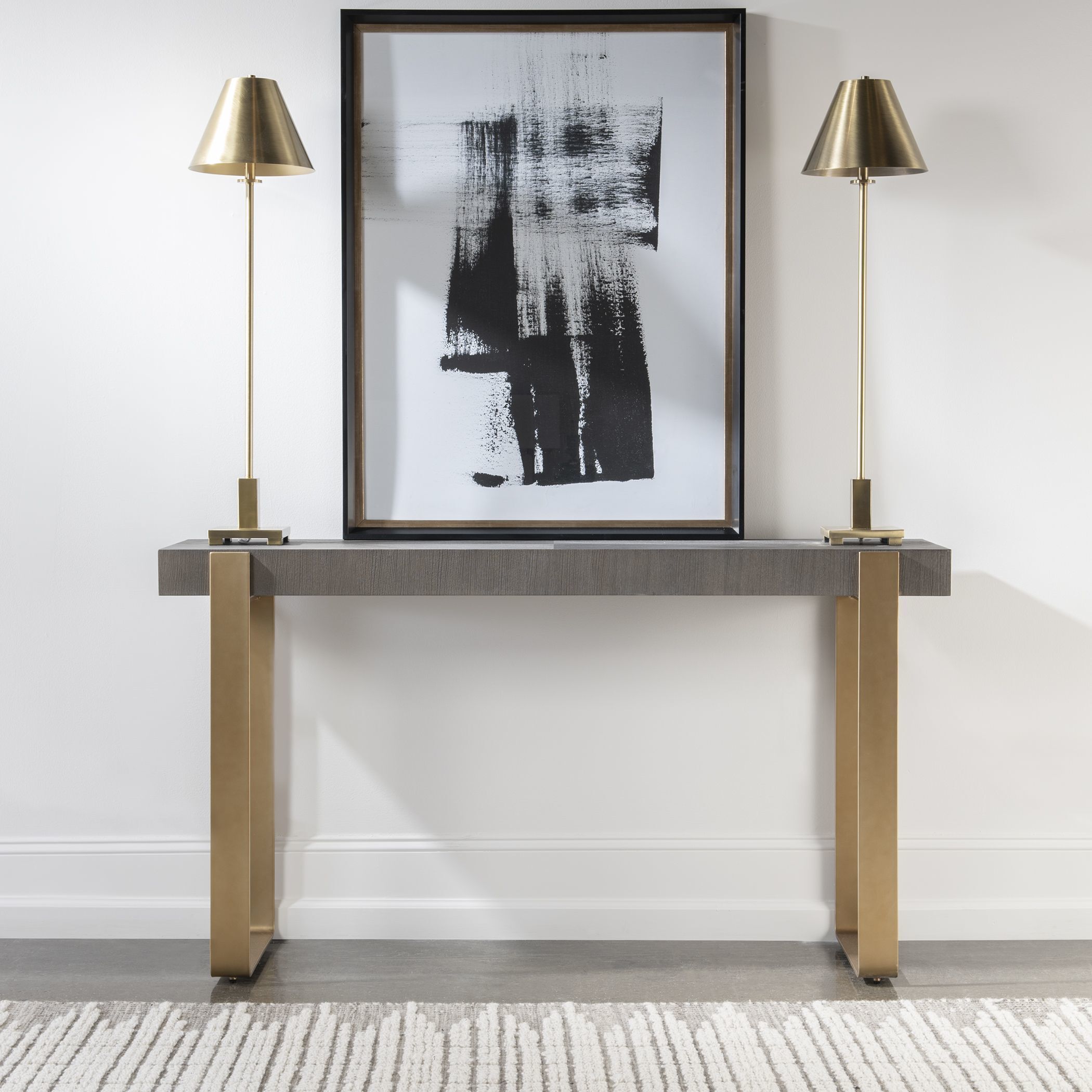 Uttermost 25268 Kea 60 inch Dark Walnut Stain and Brushed Brass