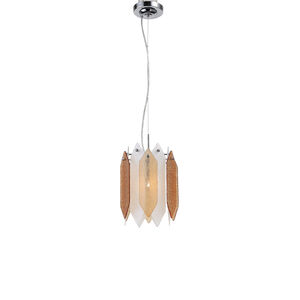 Stratus 1 Light 9 inch Chrome Frame Amber and Frosted Glass Mini Pendant Ceiling Light