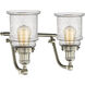 Franklin Restoration Canton 2 Light 18 inch Brushed Satin Nickel Bath Vanity Light Wall Light in Seedy Glass, Franklin Restoration