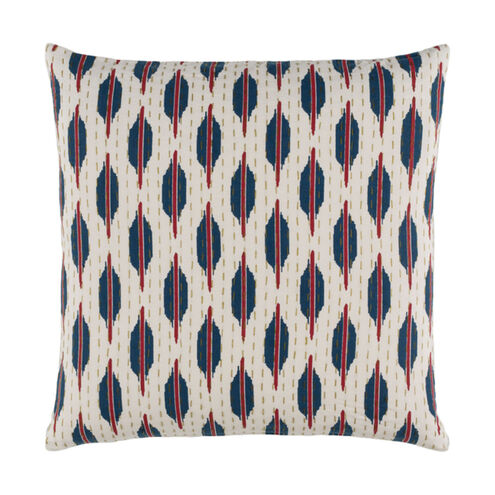 Kantha 20 X 20 inch Dark Red and Navy Throw Pillow