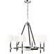 Katie 6 Light 32 inch Polished Nickel / Black Leather Chandelier Ceiling Light
