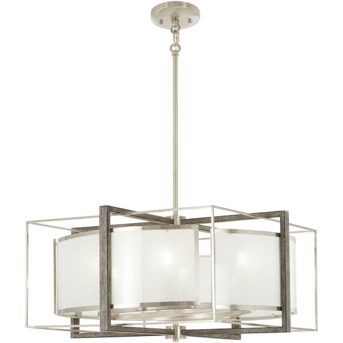 Tyson's Gate 6 Light 24 inch Brushed Nickel/Shale Wood Pendant Ceiling Light