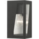 Forsyth 1 Light 8.5 inch Black with Brushed Nickel Stainless Steel Outdoor Wall Lantern, Small