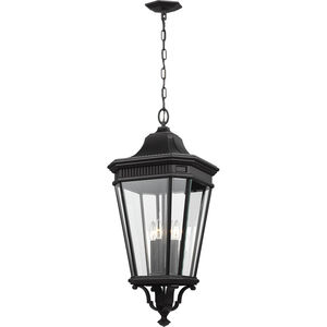 Quade 14 inch Black Outdoor Hanging Lantern in Clear Beveled Glass
