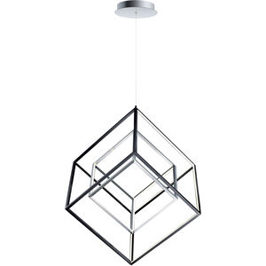 4 Square LED 30.5 inch Black and Polished Chrome Single Pendant Ceiling Light