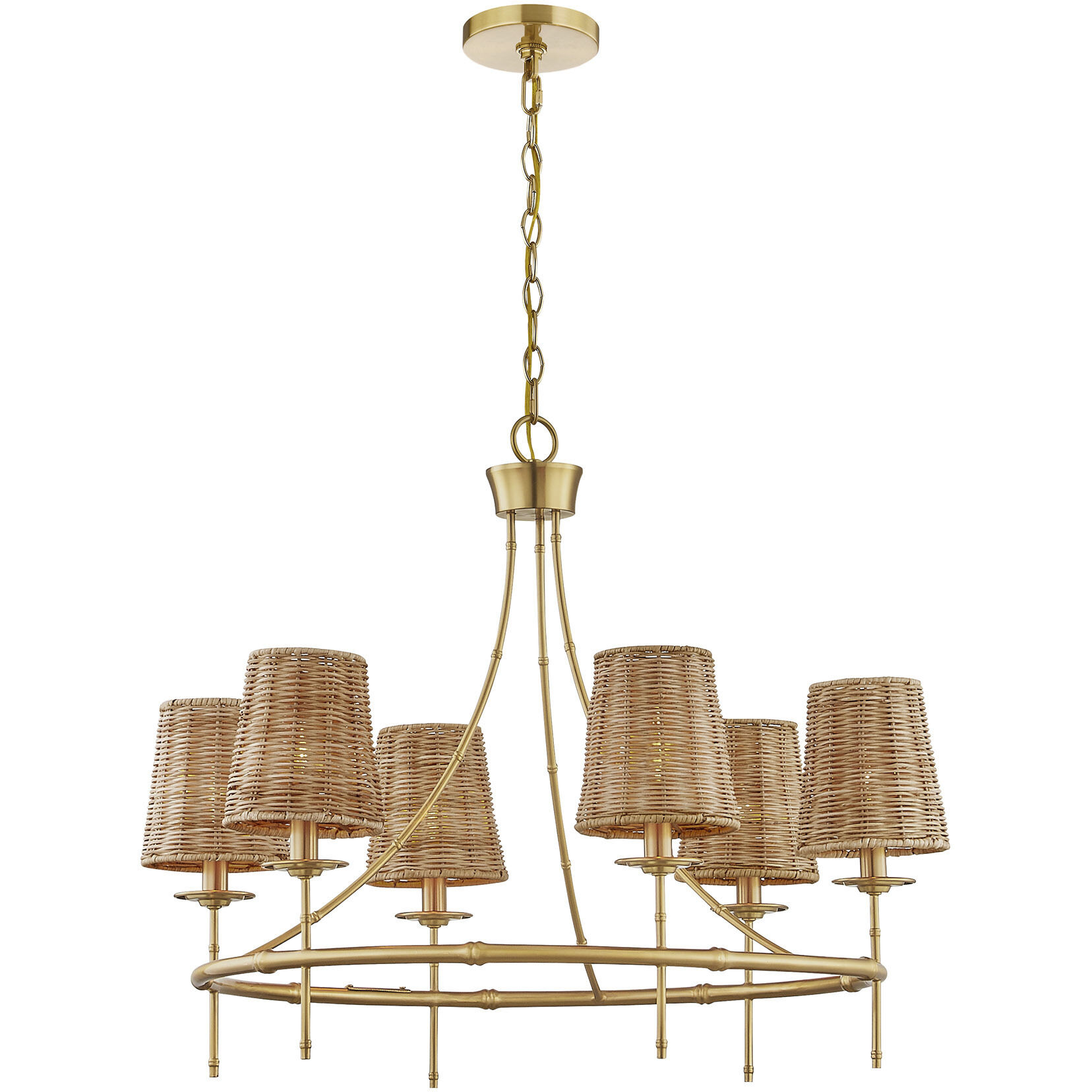 Ashbury 6 Light 30 inch Warm Brass Chandelier Ceiling Light