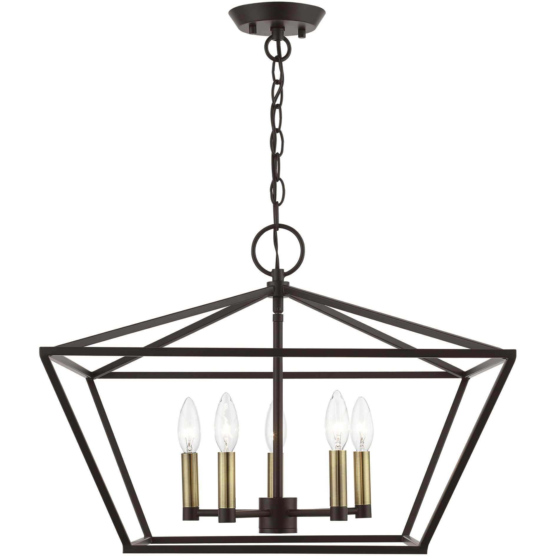 Devone 5 Light 22 inch Bronze with Antique Brass Accents Chandelier Ceiling Light