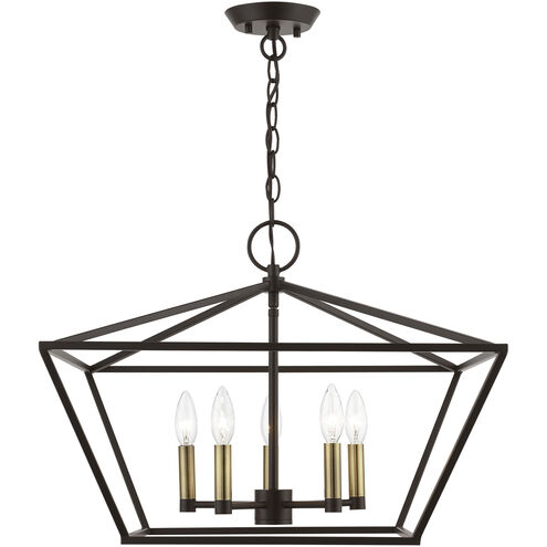Devone 5 Light 22 inch Bronze with Antique Brass Accents Chandelier Ceiling Light