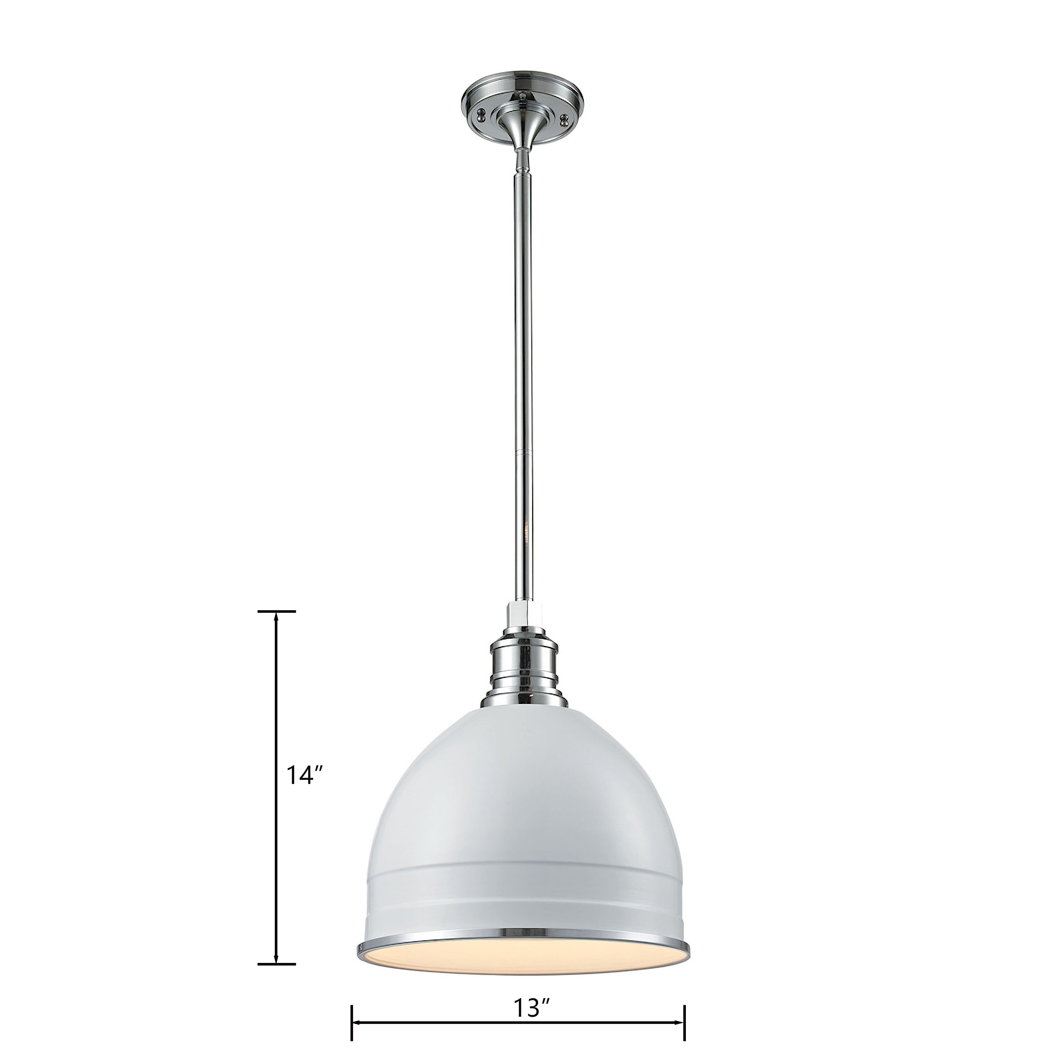 Carolton 1 Light 13 inch Gloss White with Chrome Pendant Ceiling Light