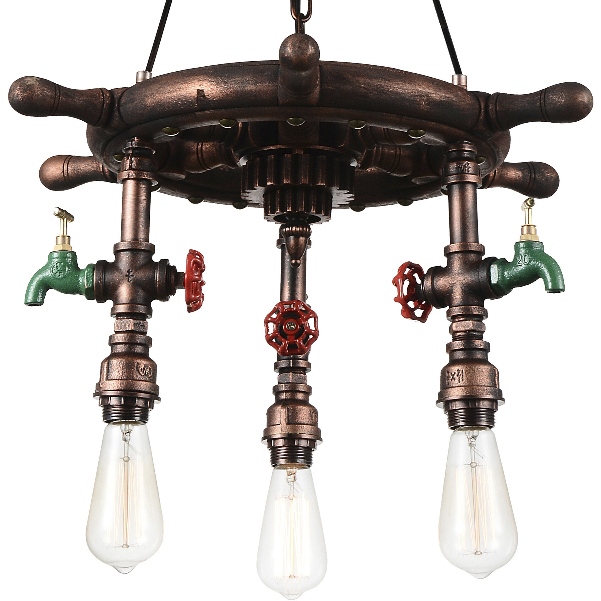 Manor 3 Light 22 inch Speckled copper Down Chandelier Ceiling Light