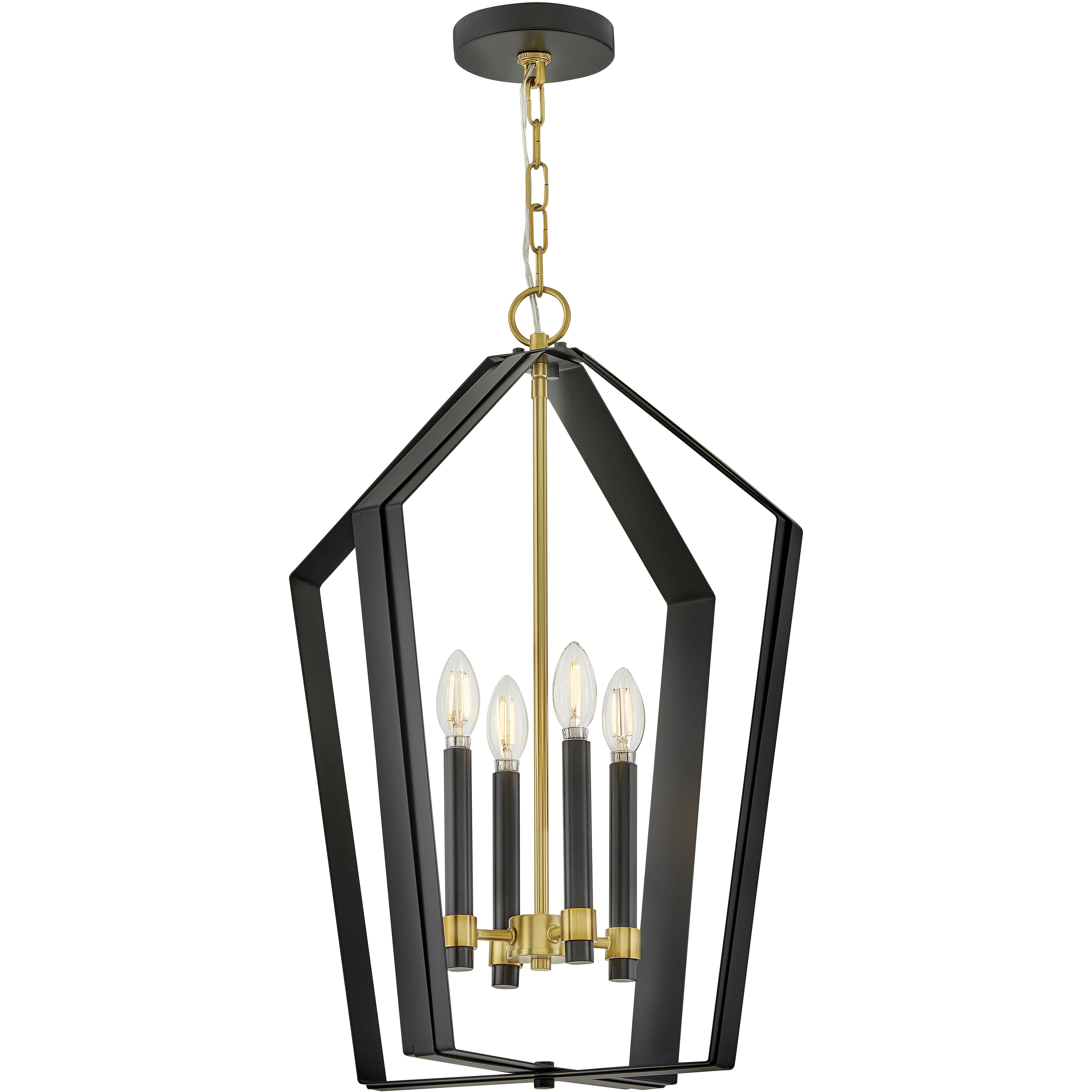 Sammi 4 Light 17 inch Black with Lacquered Brass Pendant Ceiling Light