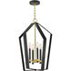 Sammi 4 Light 17 inch Black with Lacquered Brass Pendant Ceiling Light