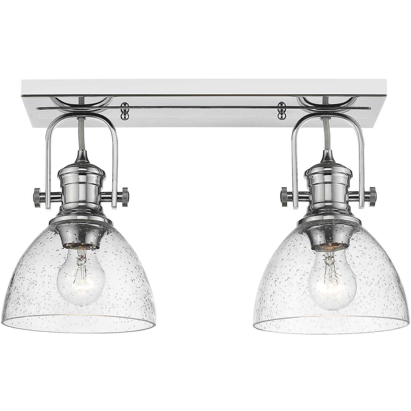 Yep Hines 2 Light 17.88 inch Chrome Semi-Flush Mount Ceiling Light in Seeded Glass, Damp