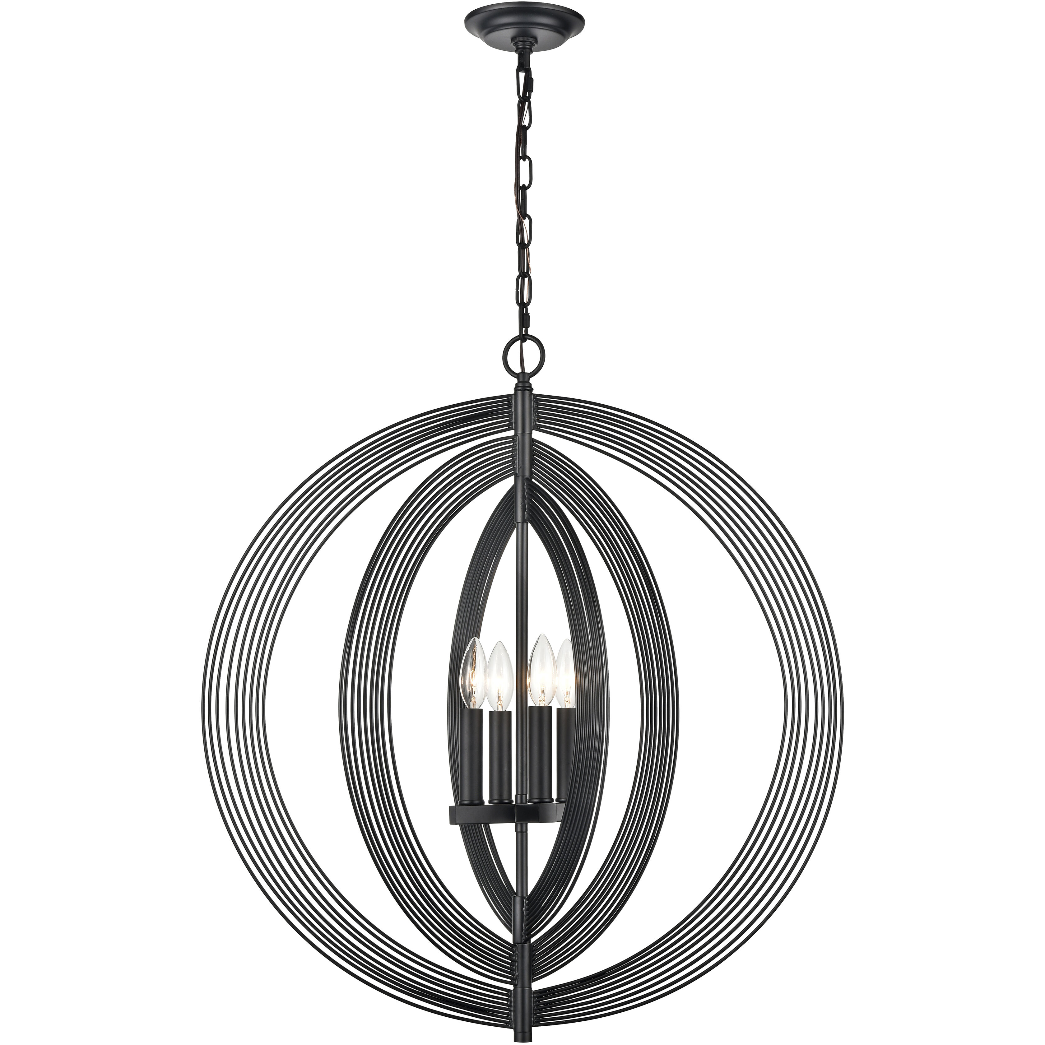 Orme 4 Light 27 inch Matte Black Chandelier Ceiling Light