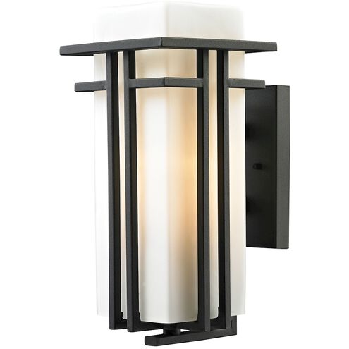 Croftwell 1 Light 15 inch Textured Matte Black Outdoor Sconce in Incandescent