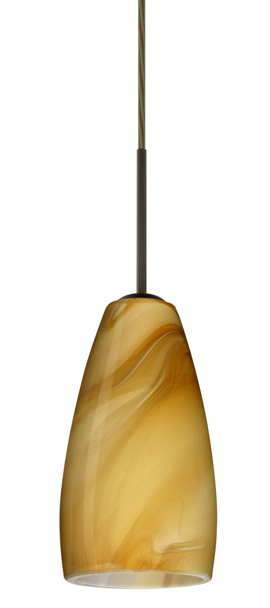 Chrissy 1 Light Bronze Pendant Ceiling Light in Honey Glass