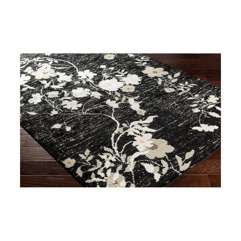 Linnea 36 X 24 inch Black and Gray Area Rug, Recycled Silk and Cotton
