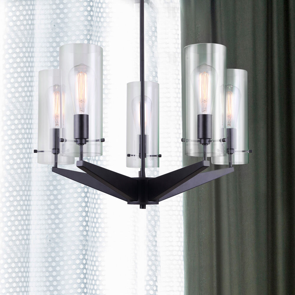 Madison 5 Light 24 inch Black Chandelier Ceiling Light