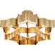 Grand Lotus 6 Light 30 inch Antique Gold Leaf Chandelier Ceiling Light, Large, Semi-Flush Convertible