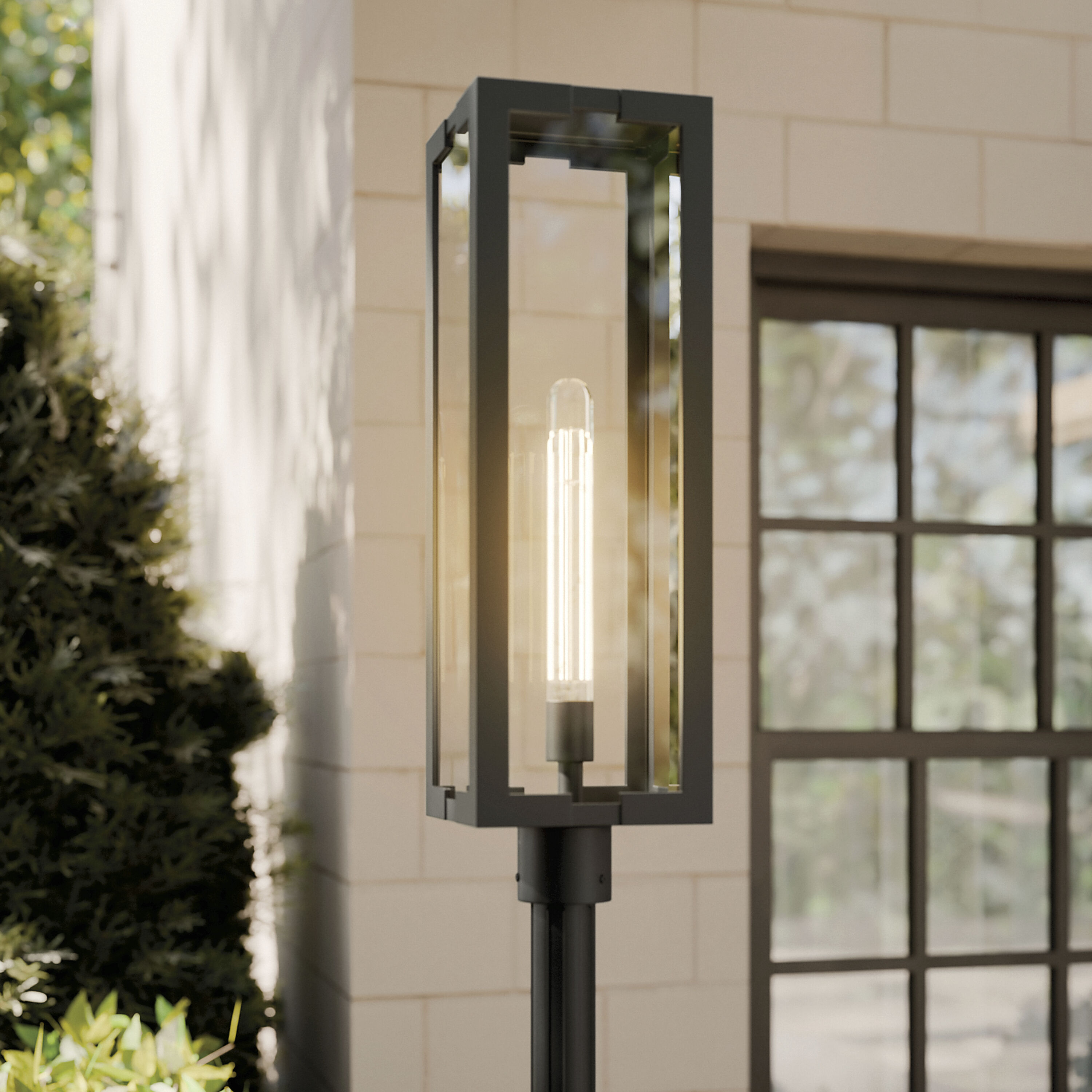 Calen 1 Light 27 inch Textured Black Outdoor Post Lantern