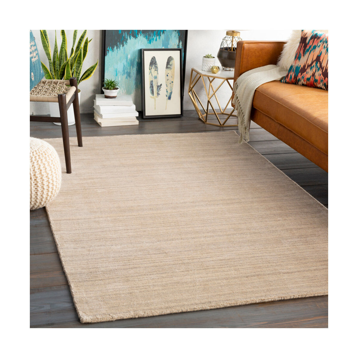 Costine 120 X 96 inch Wheat/Dark Brown/Medium Gray Rugs, Rectangle