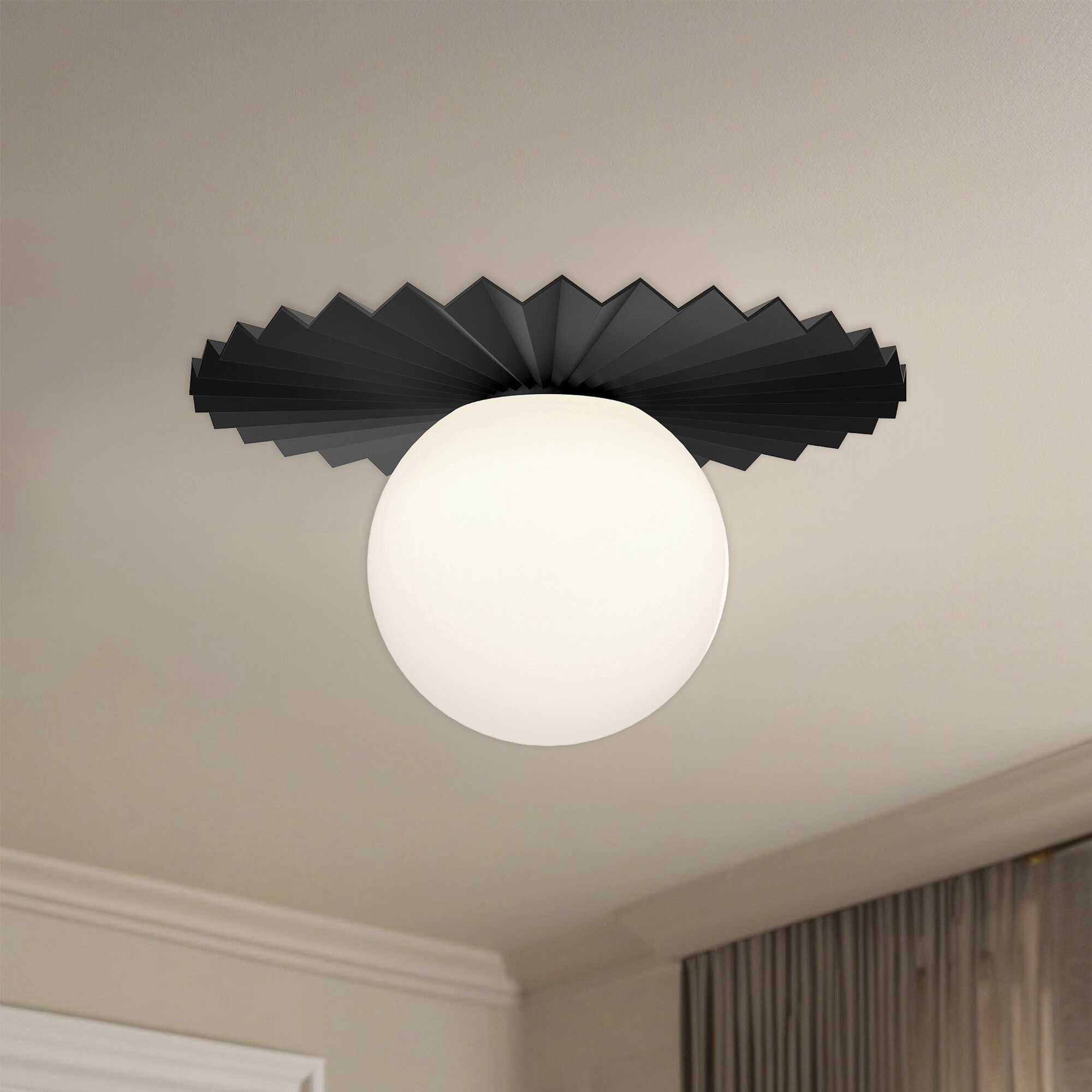 Alora Mood Plume 1 Light 11.88 inch Matte Black/Opal Matte Glass Flush Mount Ceiling Light