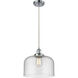 Ballston X-Large Bell LED 12 inch Polished Chrome Mini Pendant Ceiling Light in Seedy Glass, Ballston