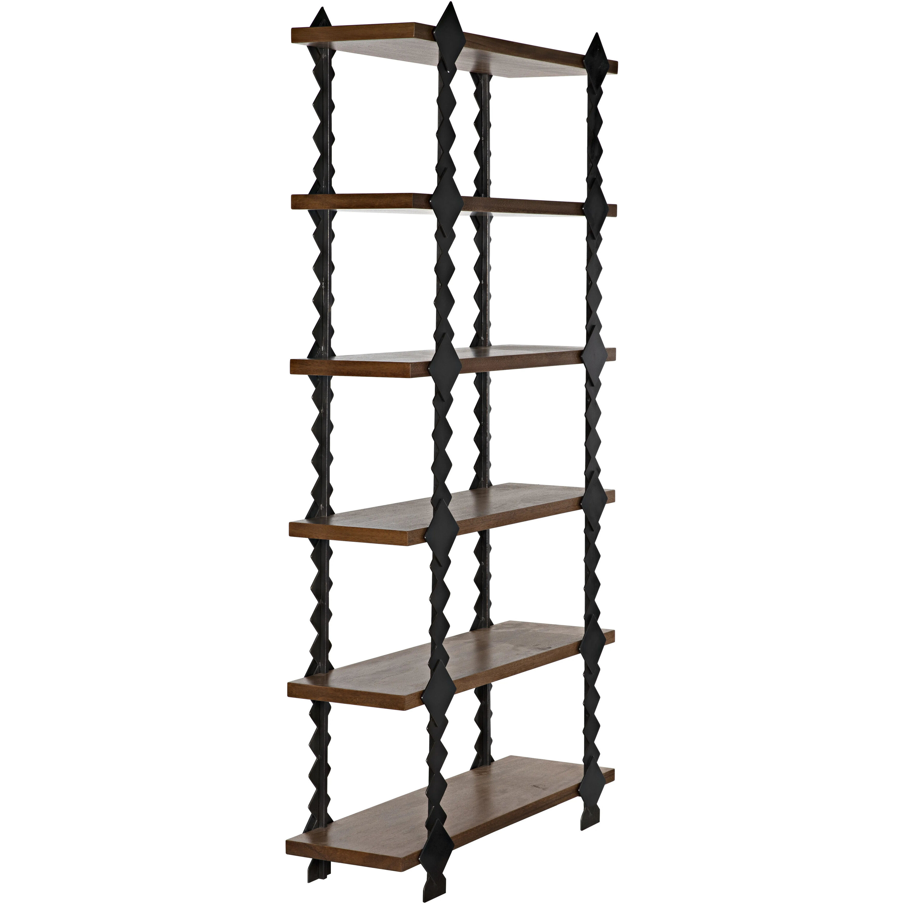 Page 90.5 X 48 X 15 inch Dark Walnut and Black Metal Shelf