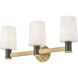 Declan 3 Light 25 inch Heritage Brass with Black Oxide Bath Light Wall Light